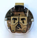 Mechanical component with brass and metal parts on a white background